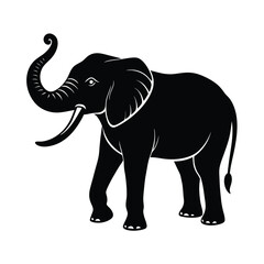 Obraz premium Elephant Trunk Up Vector Silhouette