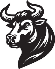 Minimalist Black and White Bull Vector Illustration