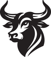 Minimalist Black and White Bull Vector Illustration