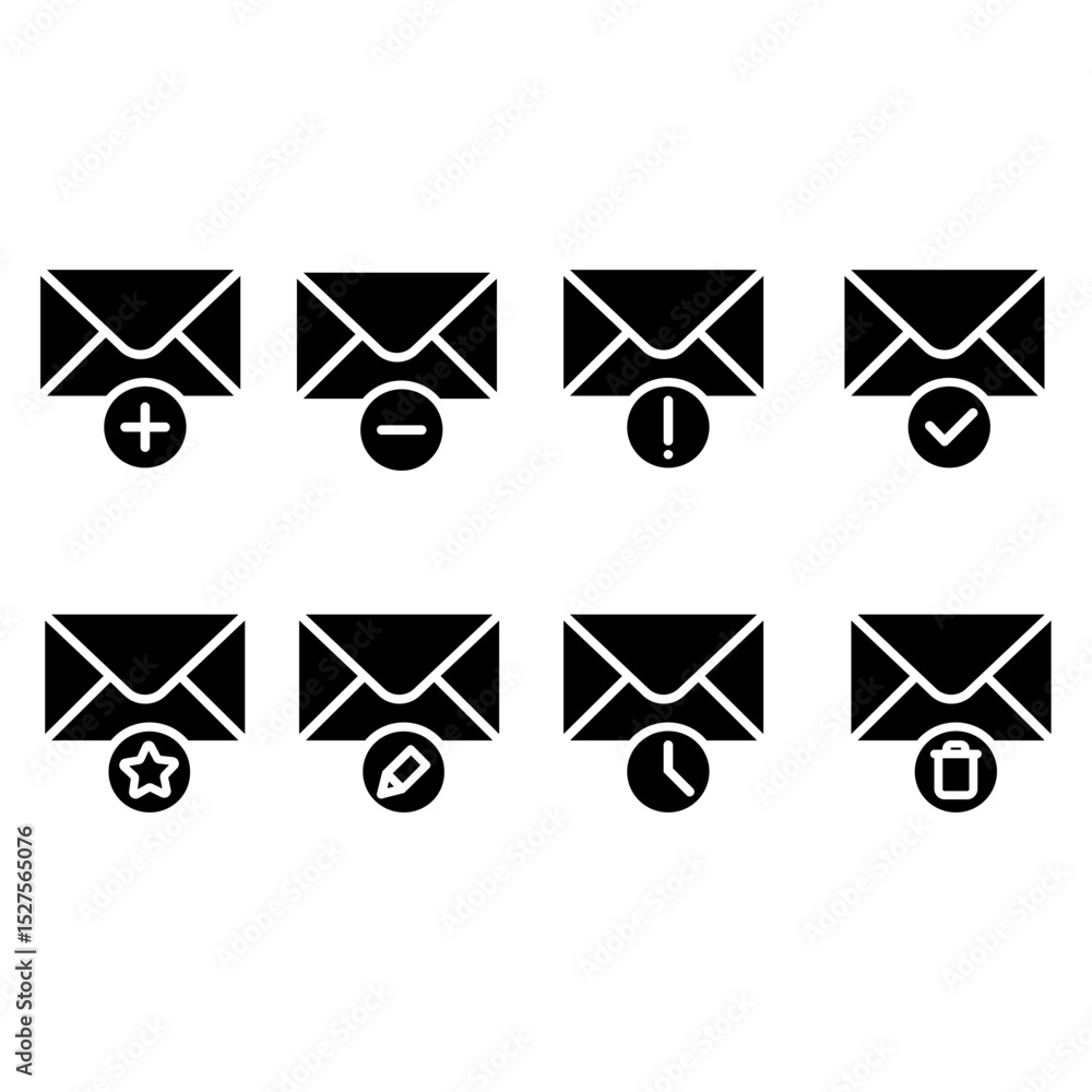Poster mail icon vector set. email illustration sign collection. envelope symbol. post web icons. mail symb