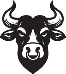 Minimalist Black and White Bull Vector Illustration