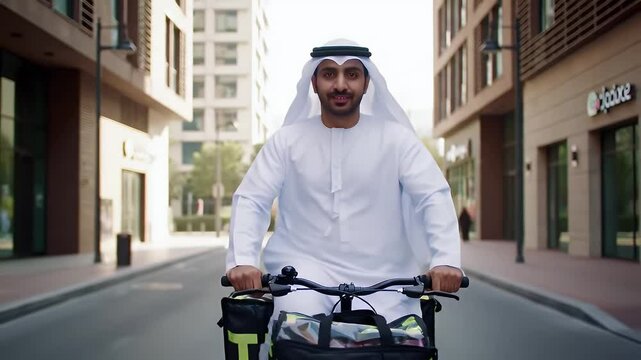 UAE Delivery Rider on Bicycle