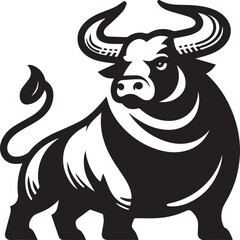 Minimalist Black and White Bull Vector Illustration