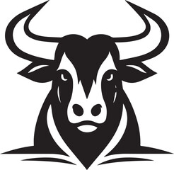 Minimalist Black and White Bull Vector Illustration
