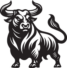 Minimalist Black and White Bull Vector Illustration
