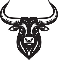 Minimalist Black and White Bull Vector Illustration