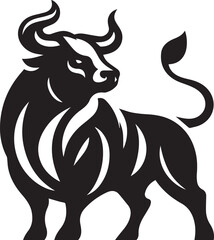 Minimalist Black and White Bull Vector Illustration
