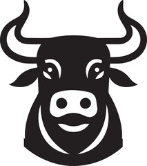 Minimalist Black and White Bull Vector Illustration