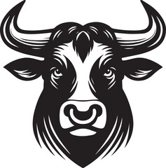 Minimalist Black and White Bull Vector Illustration