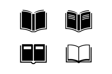 Collection of four different book icon illustrations