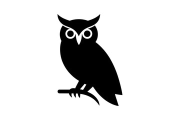 Silhouette of an owl perched on a branch looking ahead