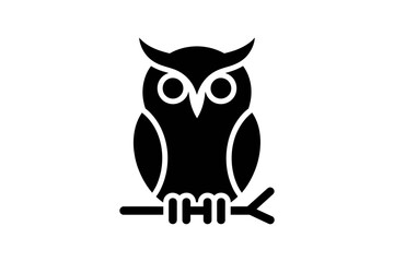 Silhouette of an owl perched on a branch at night