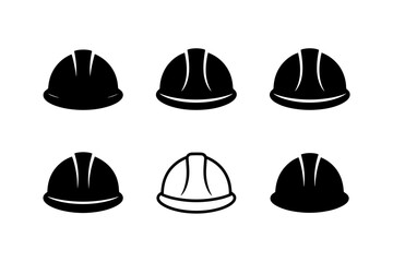 Collection of safety helmets in black and outline