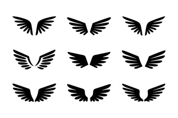 Collection of various styles of angel wings icons