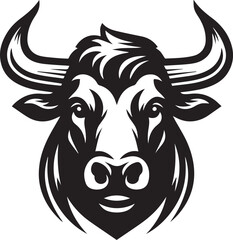 Minimalist Black and White Bull Vector Illustration