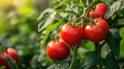 Tomato garden focuses on bright red tomatoes Generative Ai