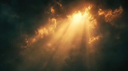 Naklejka premium Ethereal underwater light breaking through ocean clouds aerial nature photography