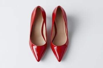 Pair of high heels placed symmetrically on white background