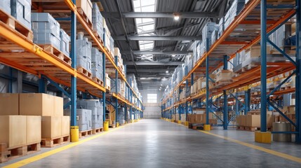 Optimizing warehouse operations logistics facility interior photography industrial environment wide angle view efficiency concept