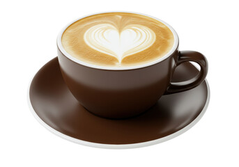 Isolated Latte Coffee with Heart Shape Art Milk