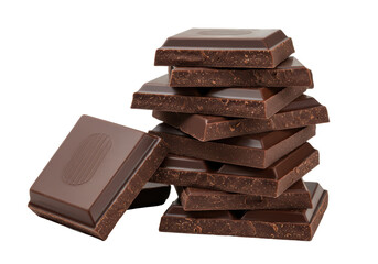 Isolated Stack of Rich Dark Chocolate Squares Ready to Melt