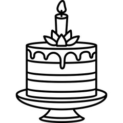 Lapis Legit Icon in Line Vector Style, Indonesian Lapis Legit Birthday Cake