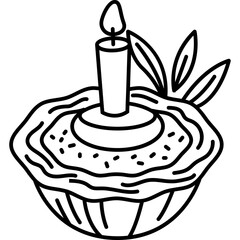 Pastel de Nata Icon in Line Vector Style, Portuguese Egg Tart Birthday Snack