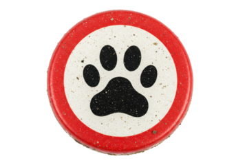 Isolated Round Sign with Paw Print Symbol