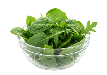 Isolated Fresh Green Salad in Glass Bowl