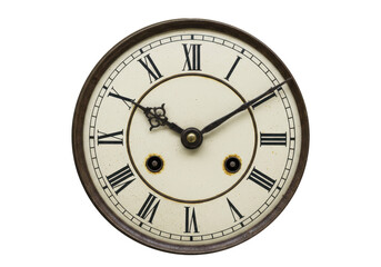 Isolated Antique Clock Face with Roman Numerals