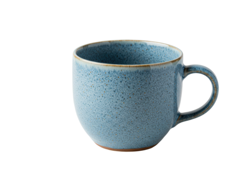 Isolated Blue Ceramic Mug with Textured Surface