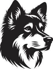 Black & White Silhouette Dog Vector | High-Quality Canine Clipart Design