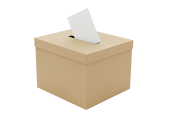 Isolated Cardboard Ballot Box with Paper Envelope Voting