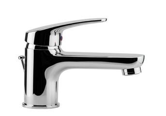 Isolated Chrome Bathroom Faucet Shiny Surface Modern Design