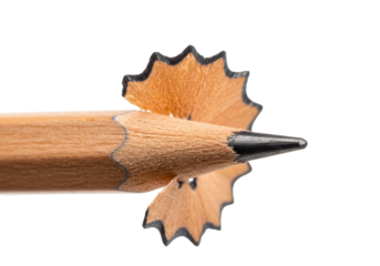 Isolated Sharpened Pencil with Shavings Macro Detail