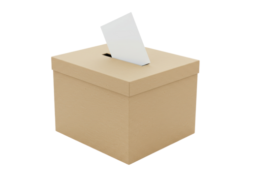 Isolated Cardboard Ballot Box with Paper Envelope Voting - Powered by Adobe