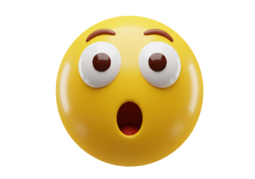 Isolated Shocked Emoji with Wide Eyes and Open Mouth