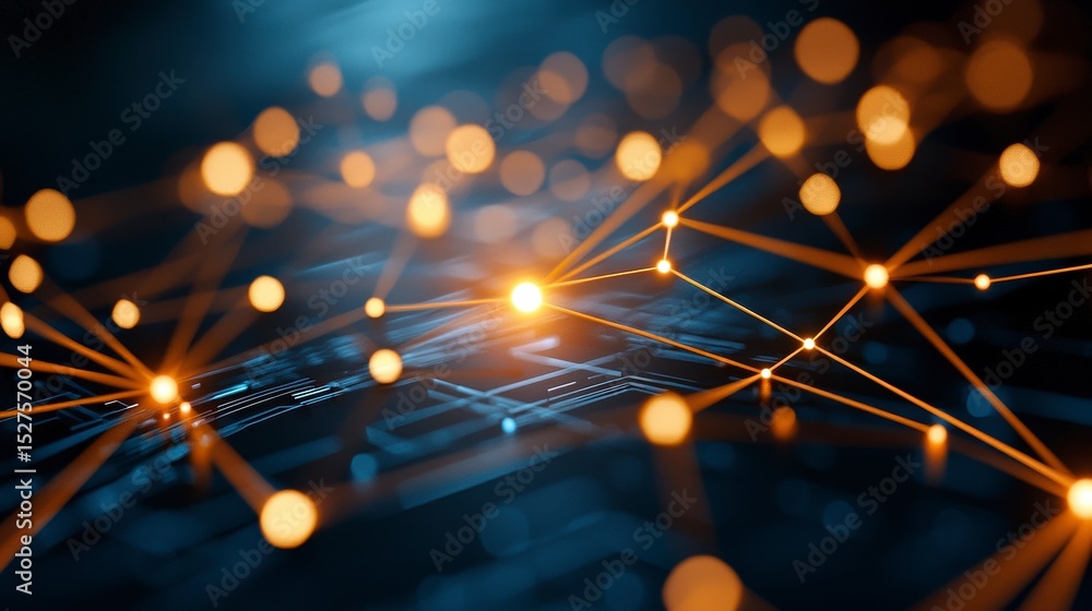 Poster abstract network of connections: a dynamic illustration of interconnected points forming a web of co