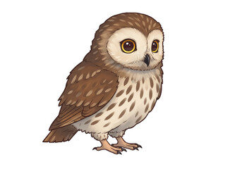 Isolated Illustration of a Cute Brown and White Owl