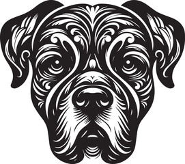 Black & White Silhouette Dog Vector | High-Quality Canine Clipart Design