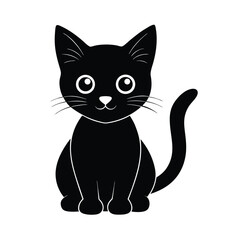 Minimalist Generic Kitten Black Vector Silhouette