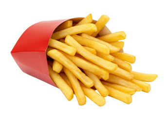 Isolated French Fries in Red Paper Container Crispy Snack