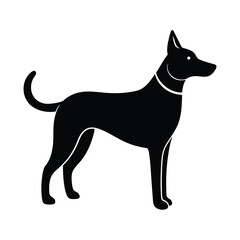 Minimalist Generic Dog Playing Black Vector Silhouette