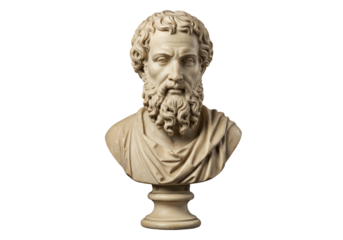 Isolated Detailed Marble Bust of Ancient Greek Philosopher