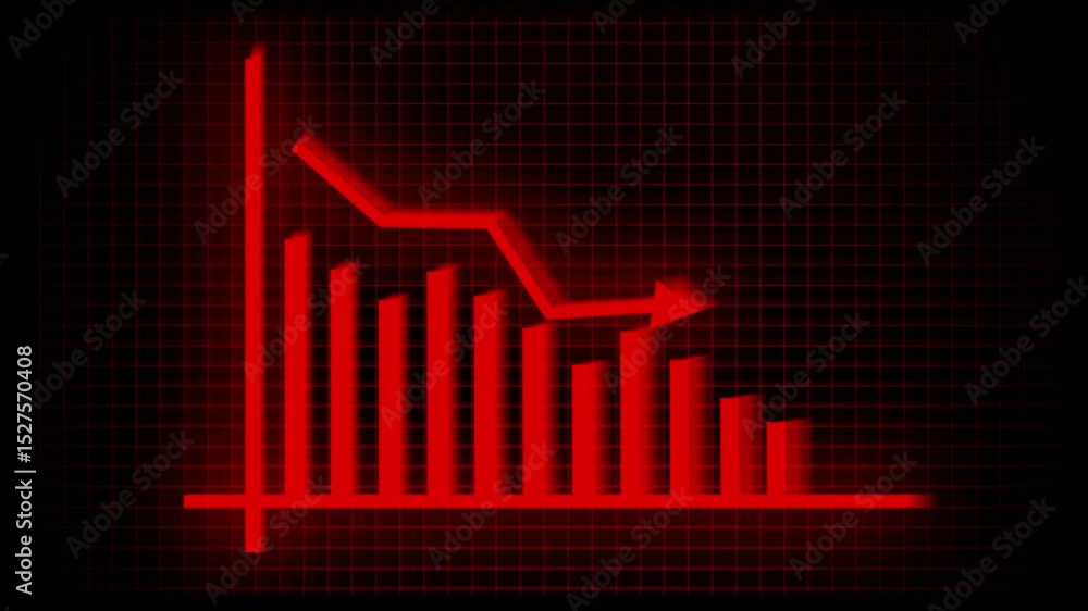 Aufkleber animated stock market chart with falling bars and graphs showing financial losses, market decline an