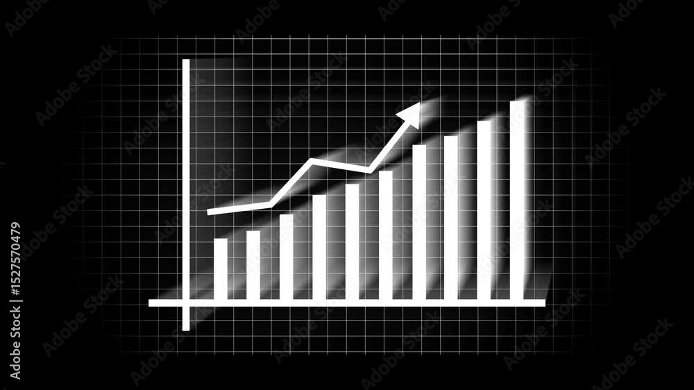 Poster animated business growth concept with chart and arrow rising to represent progress. business strateg