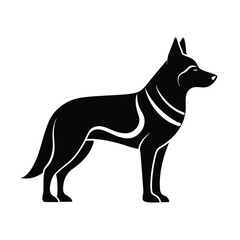 Minimalist German Shepherd Black Vector Silhouette