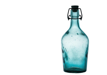 Isolated Vintage Blue Glass Bottle with Swing Top Stopper