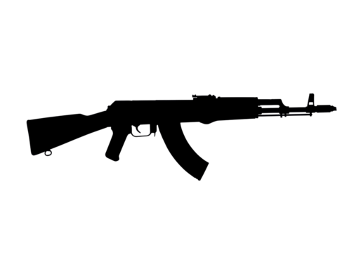 Isolated Silhouette of an Assault Rifle AK-47