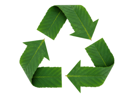 Isolated Recycle Symbol Composed of Green Leaves
